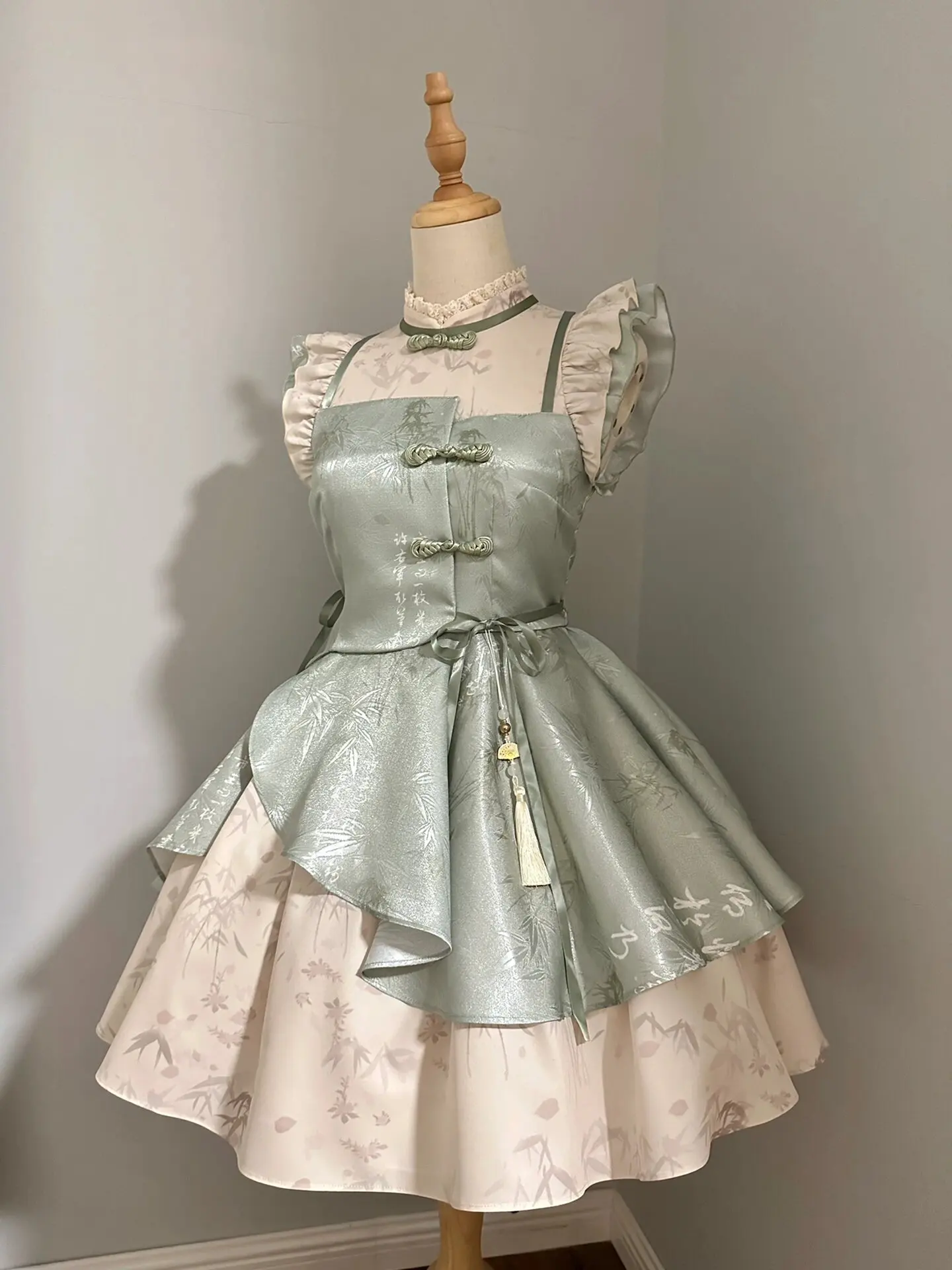 

Cute Puffy Sleeve Qipao Lolita Dress Chinese Style Princess Skirt Fashionable Summer 2025 Women's Clothing Set