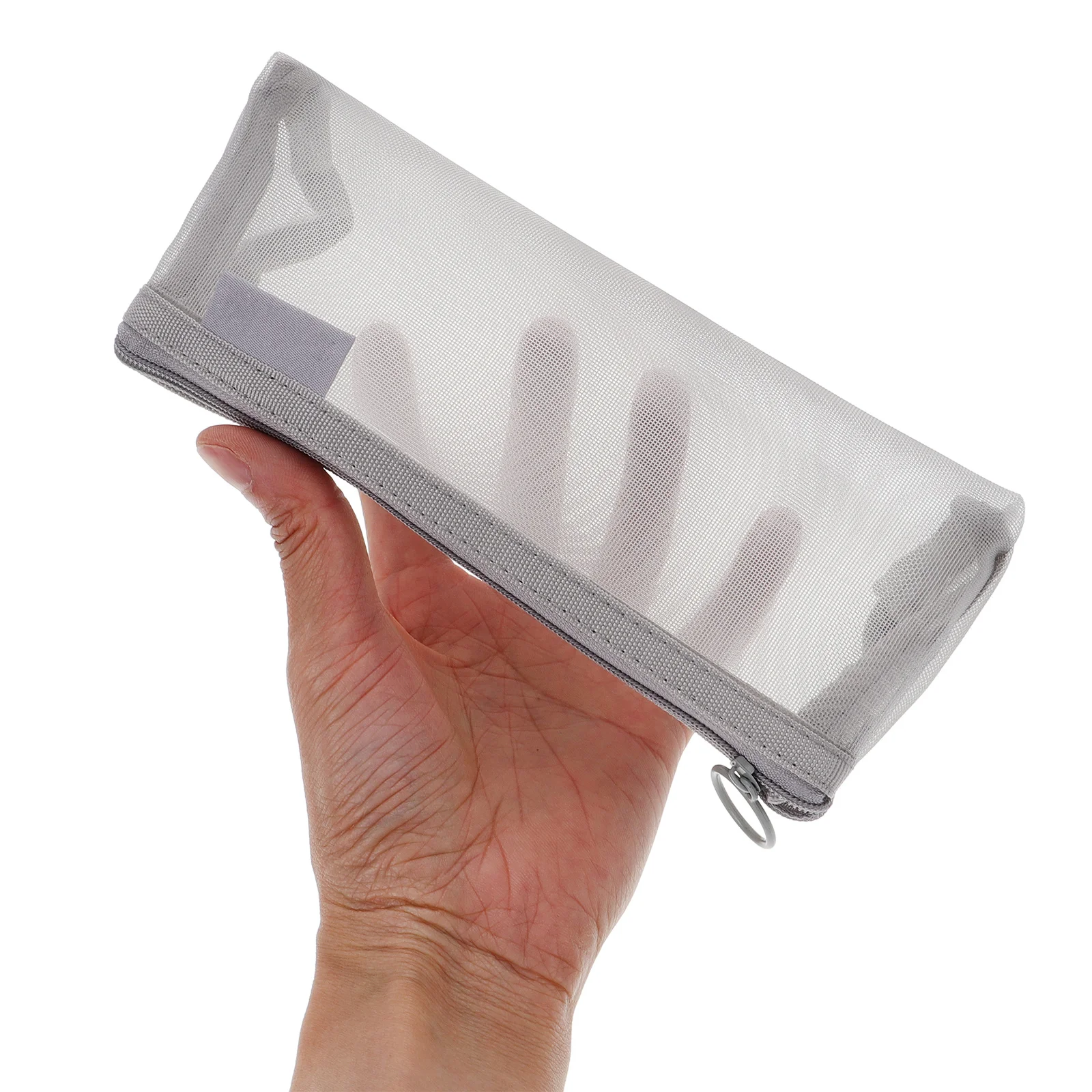 

3Pcs Transparent Mesh Pencil Bags Large Capacity Triangular Zipper Stationery Case Makeup Brush Pouch Transparent Pencil Bag