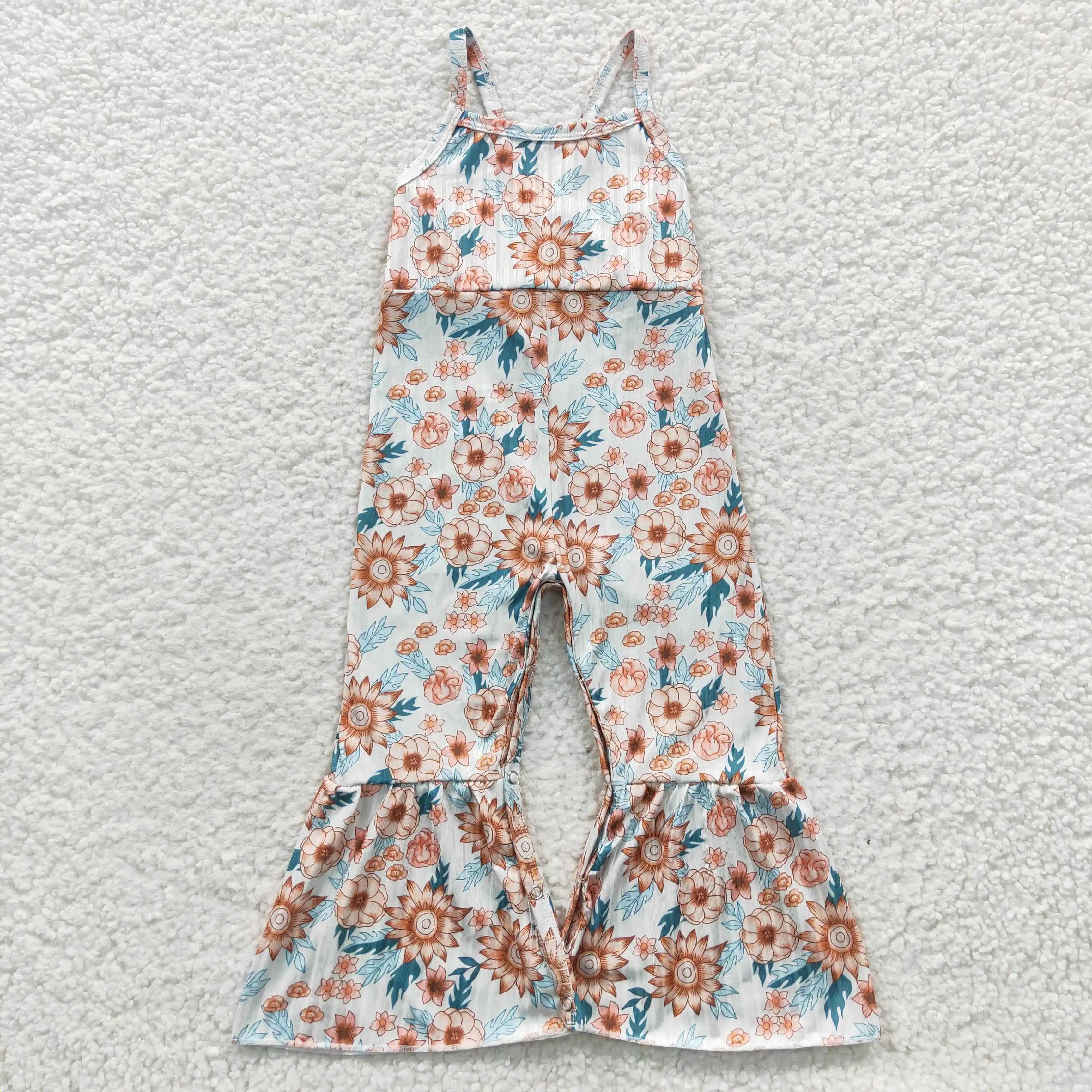 

N​ew Design Wholesale Boutique Sassy Girls Floral Clothing Kids Toddler Onesie Apparels Children Jumpsuits