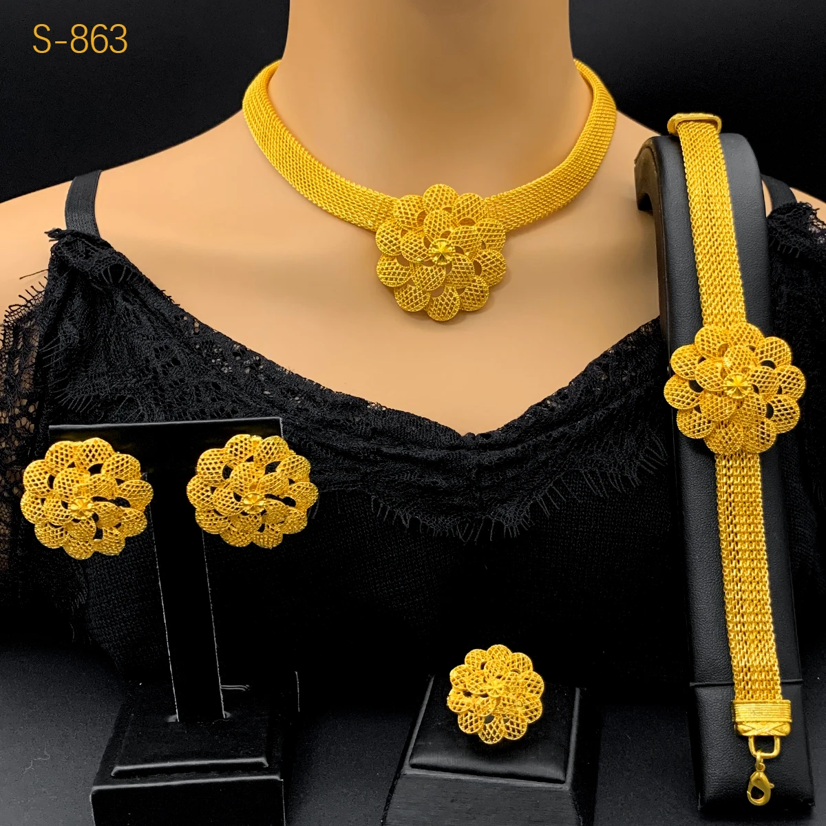 ANIID Äthiopischen Großen Anhänger Halskette Schmuck-Set Für Frauen Hochzeit Dubai 24K Gold Farbe Afrikanische Braut Halsband Großhandel geschenke