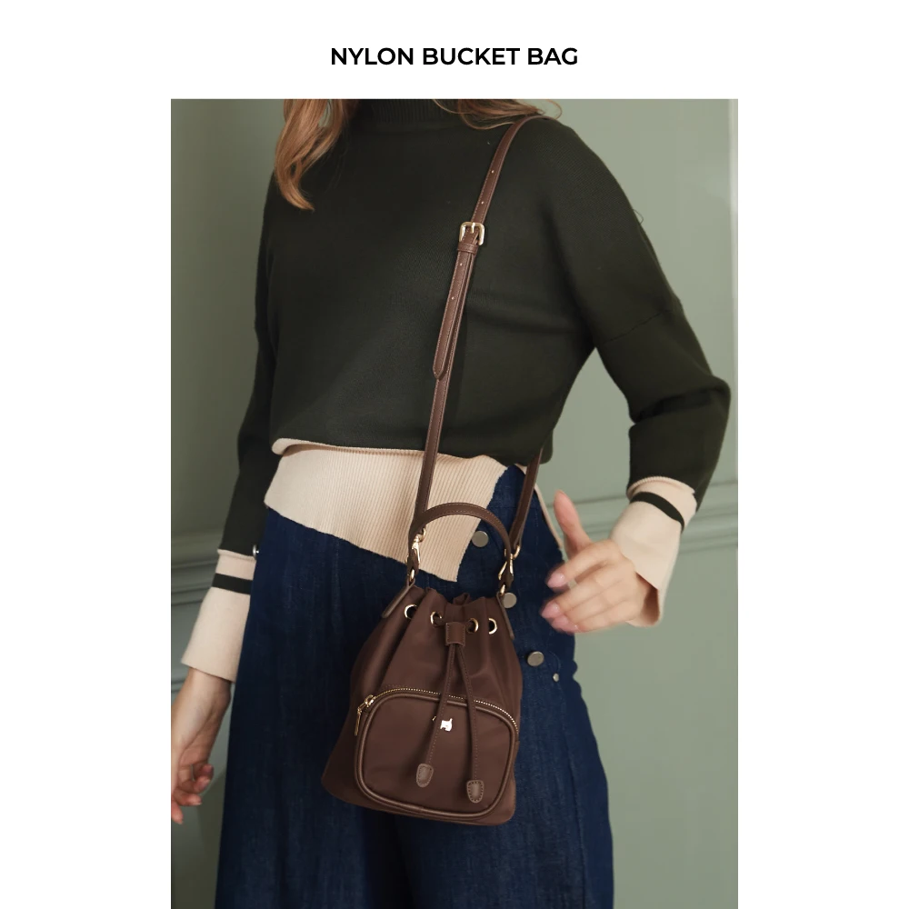 Casual Fashion Bucket Bag Micro Mini Handbag Luxury Designer Solid Small Shoulder Bag Strap Waterproof Nylon Ladies Woman Bag