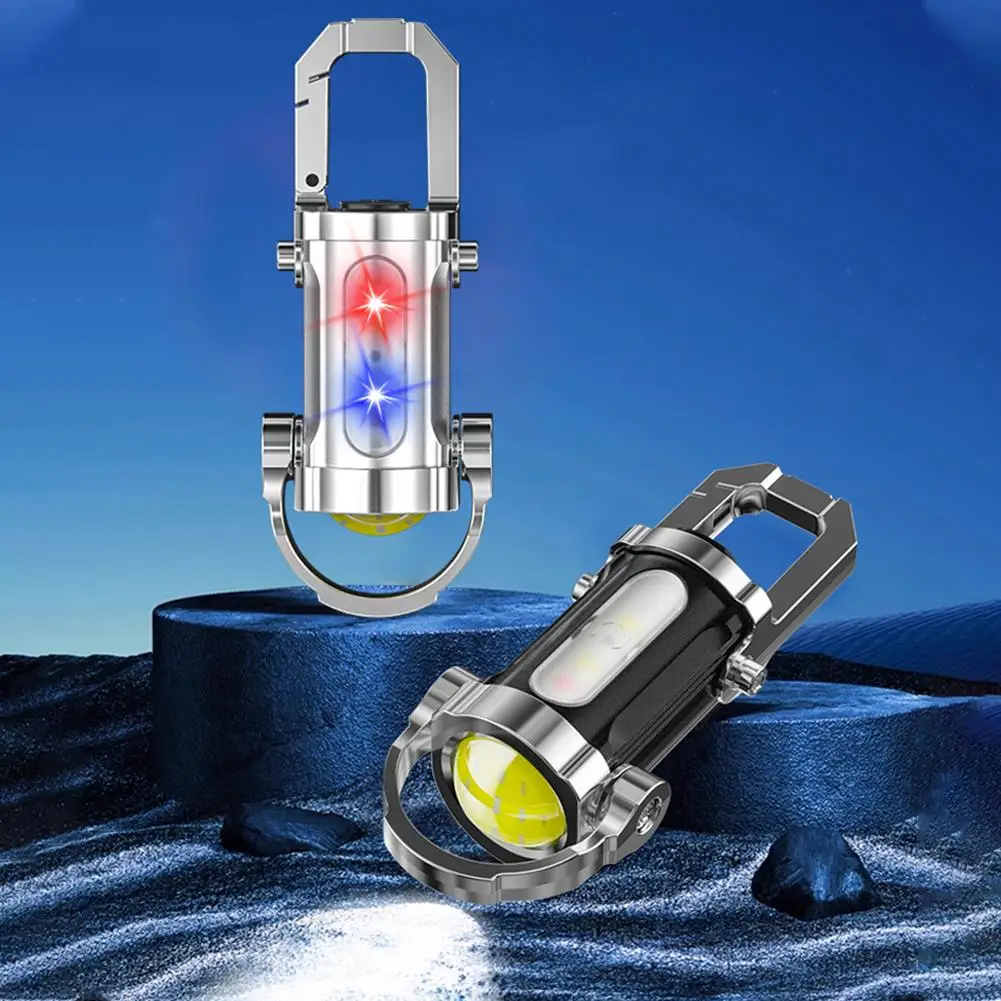 

Aluminum Alloy Mini Keychain Light COB Floodlight Warning Type C Fast Charge IPX4 Waterproof for Camping Hiking Night Hiking