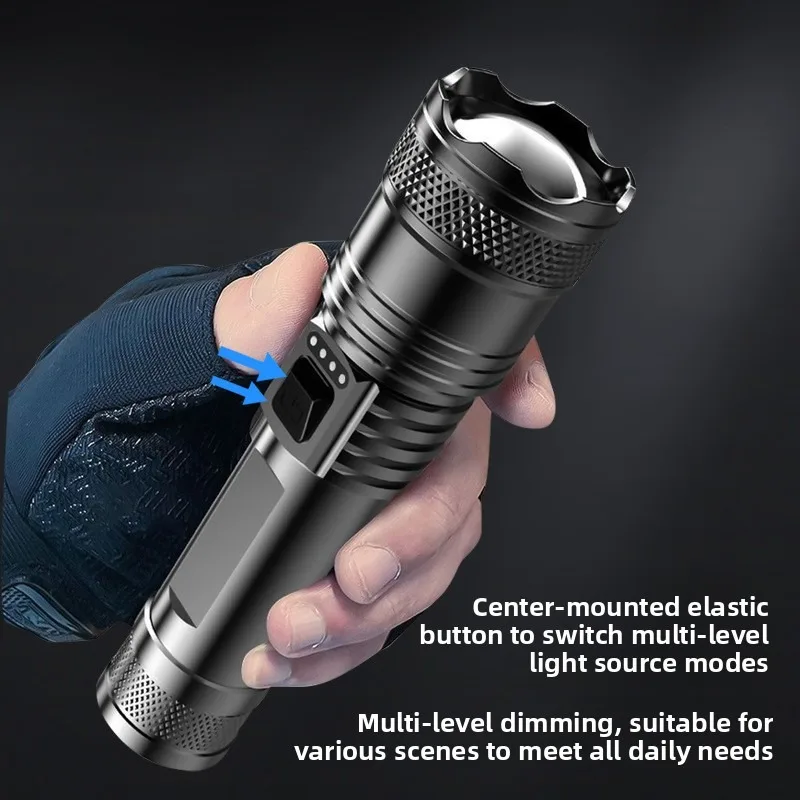 Neue Taschenlampe: wiederaufladbar, tragbar, lange Lebensdauer, Notfall/Camping, Fernfokus, superhelle Laserkanone