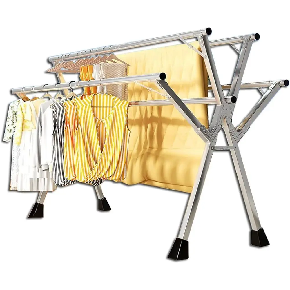 

Регулируемая складная сушилка для белья - прочная сушилка для одежды из нержавеющей стали с колесами для использования в помещении и на улице