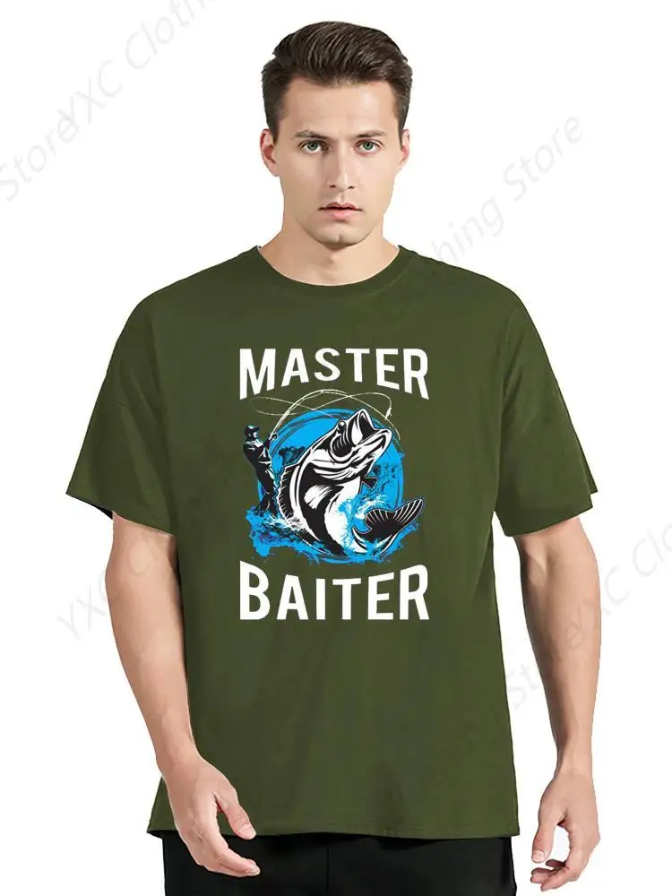 Funny Fishing Master Baiter Men's T-shirt- Short Sleeve Crew Neck Soft Fitted Tees S - 6XL Fresh Classic Basic Tshirts