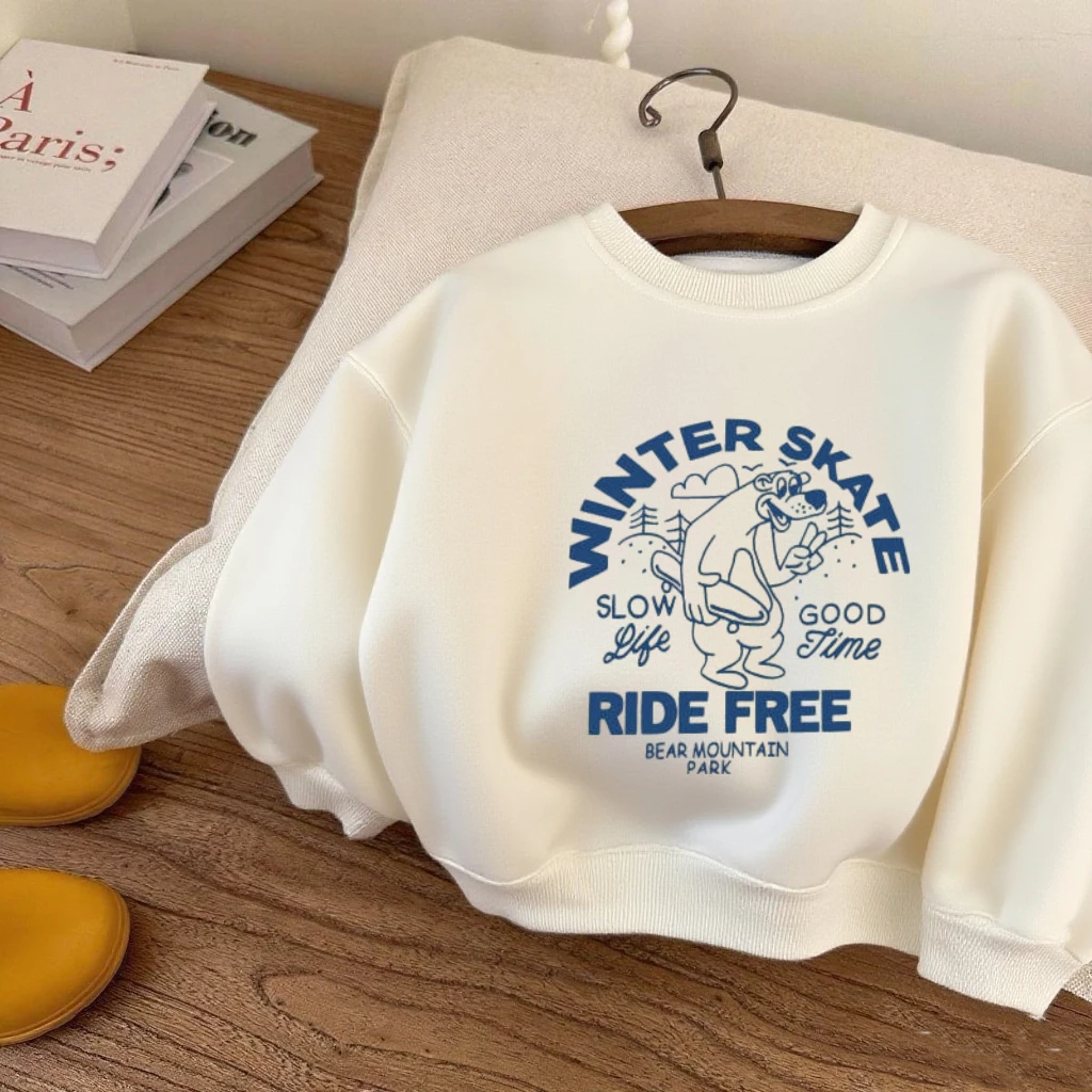 Trendy Clothing Fashion Casual Long-sleeved Tops Cute Printing Round Neck Pullover Cartoon Sweatshirts For 1 To 6Years Child
