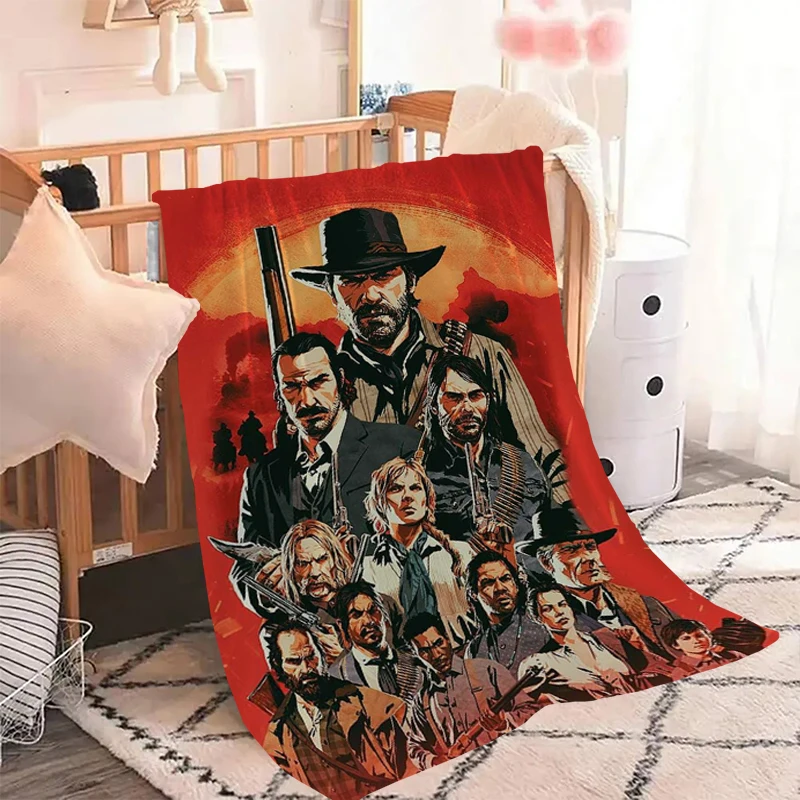 Popular Game Red Dead Redemption 2 Throw Thick and Warm Fleece Blanket Fluffy Microfiber Bedding Sofa Blankets & Throws Knee Bed