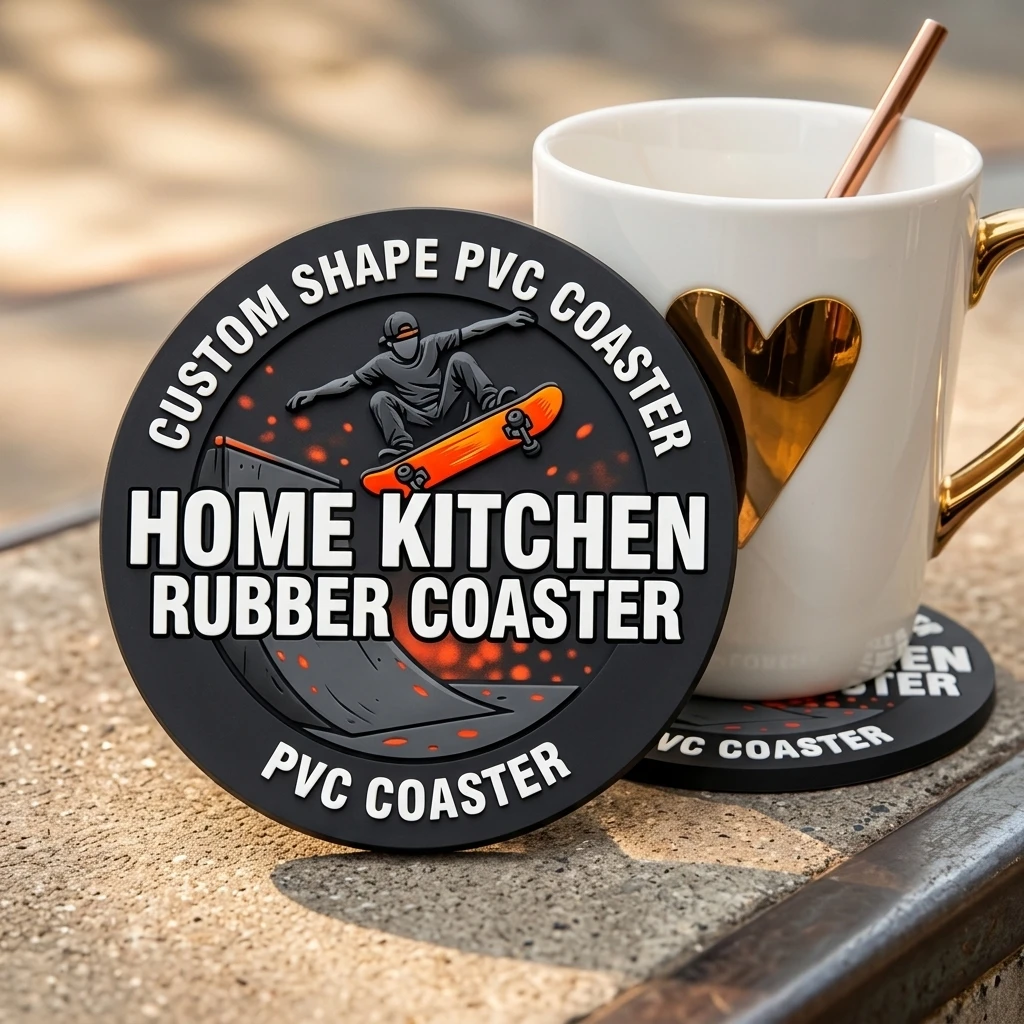 Custom Logo round PVC Cup Coaster Anti-Slip Heat Resistant Drink Mat Table Protection Home Decor Personalized Gift