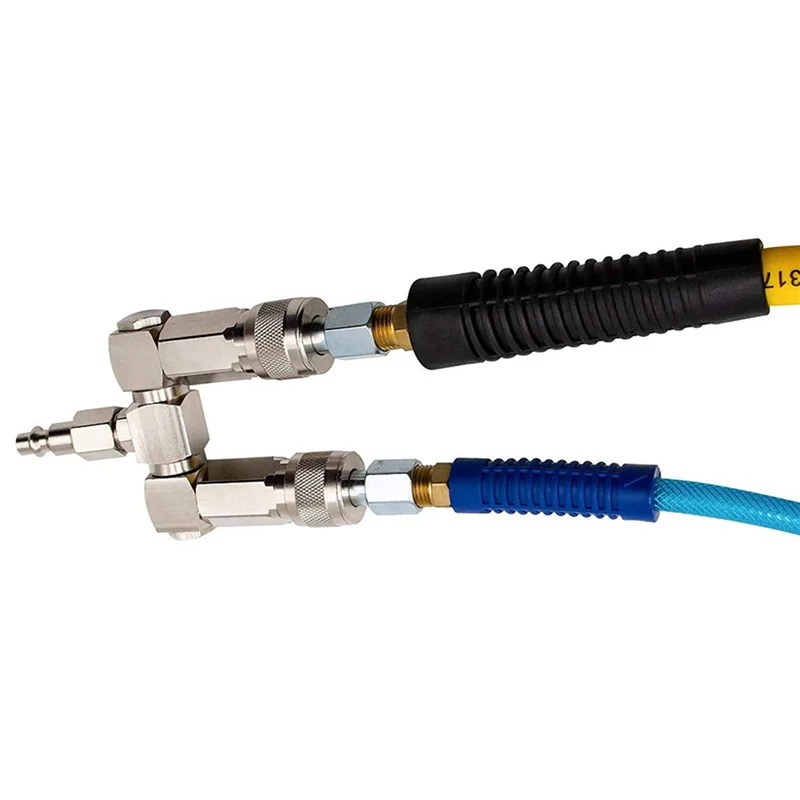 MOPHE-2X Air Hose Connector 2 Way Air Hose Splitter 1/4 In Air Compressor Accessories Fittings Swivel 360 Degrees Connectors