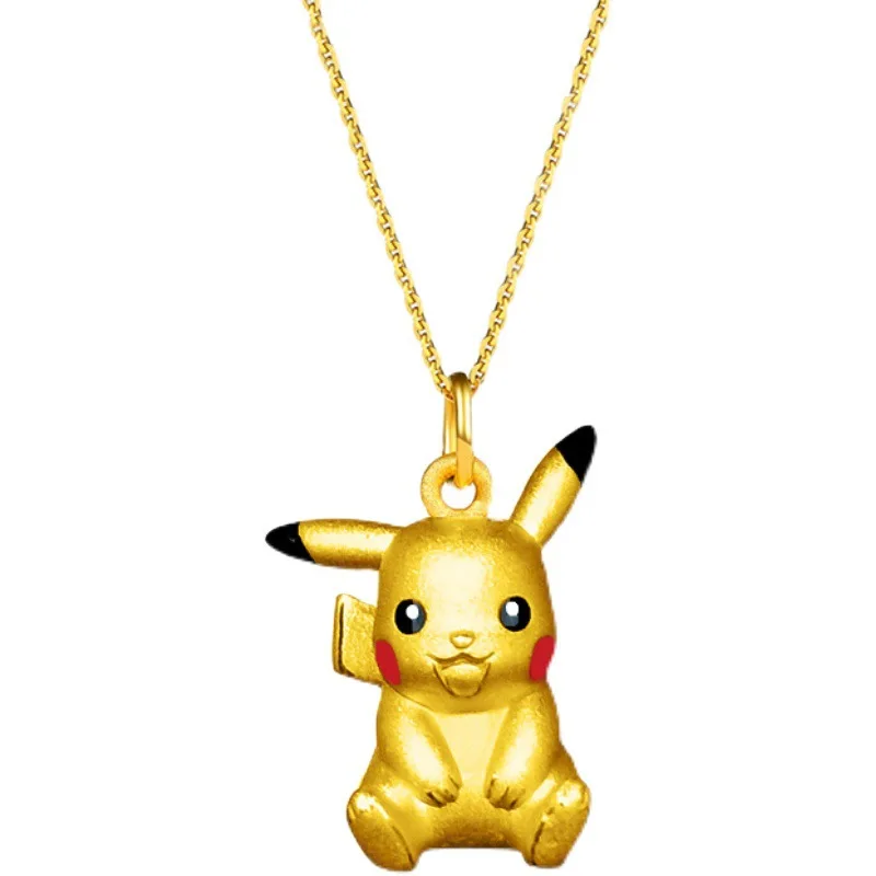 Pokémon Ketting Kawaii Gouden Bliksem Muis Hangers Cartoon Figuur Fans Collectie Cadeau Gele Sieraden Trui Ketting Geschenk