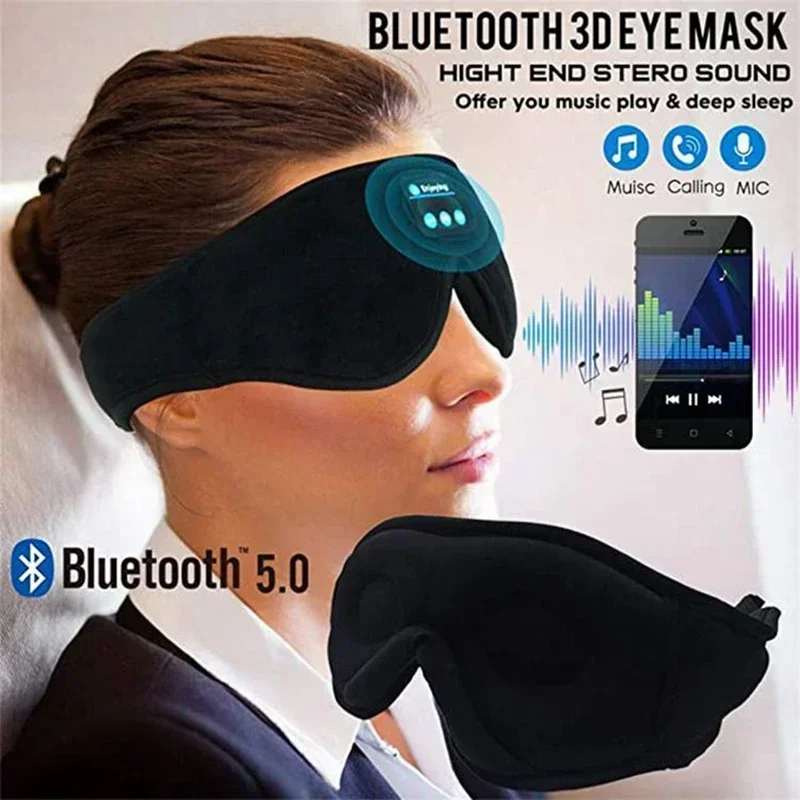 

3D Eye Mask HeadSet Headband Soft Elastic Comfortable Wireless Music Headset Eye Mask With Mic For Side Sleepers Sleeping Mask