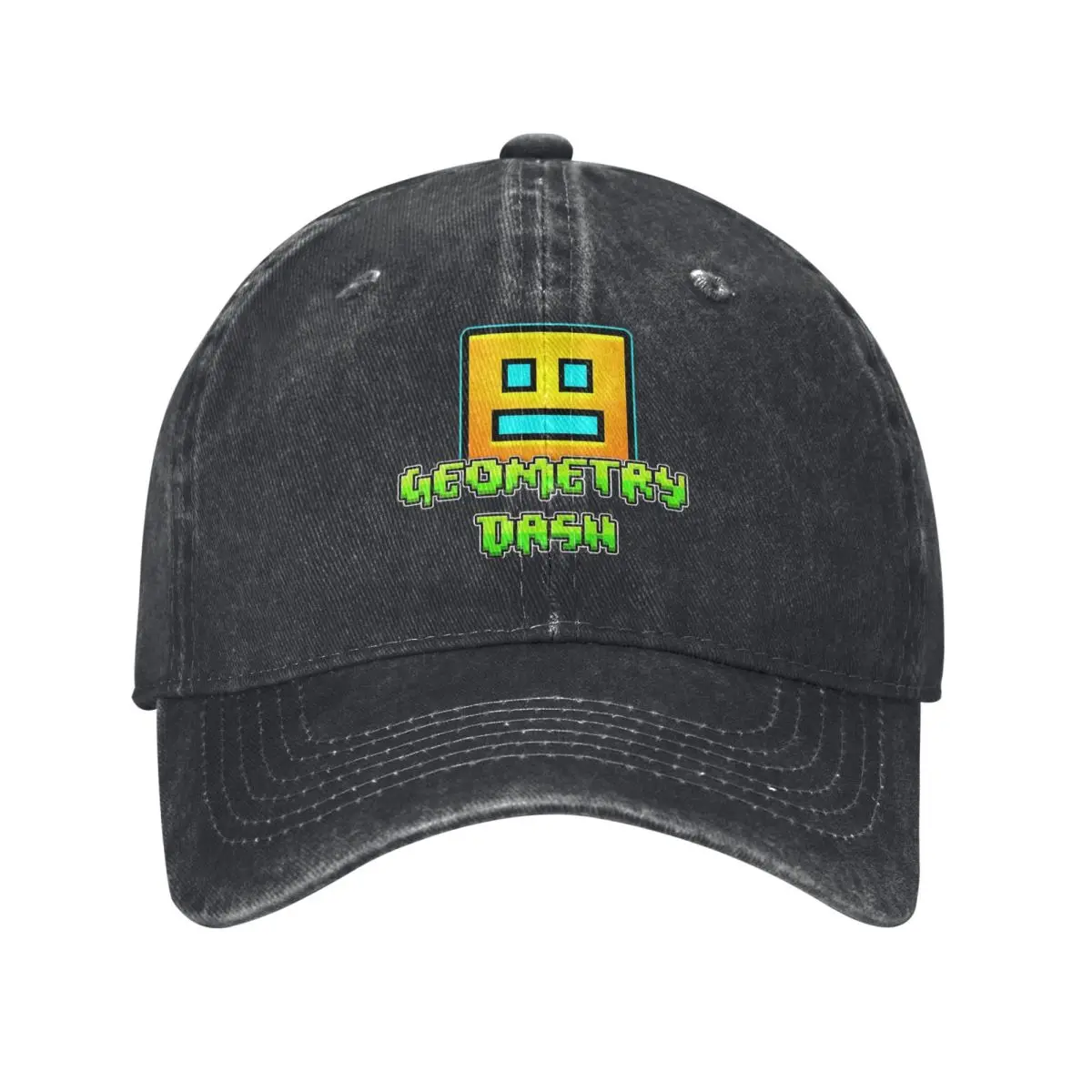 Geometric Dash App Fun Games Men Women Baseball Cap Geometry Dash Distressed Denim Washed Caps Hat Adjustable Fit Snapback Hat