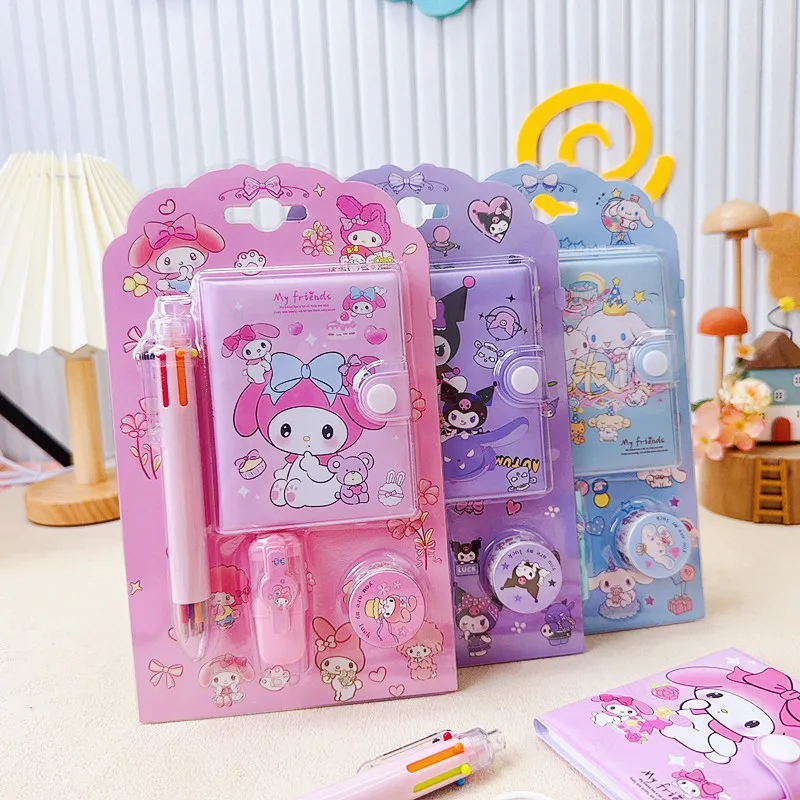 

Sanrio student stationery six-color ballpoint pens notebook and cute pens lapices art supplies kids school supplies