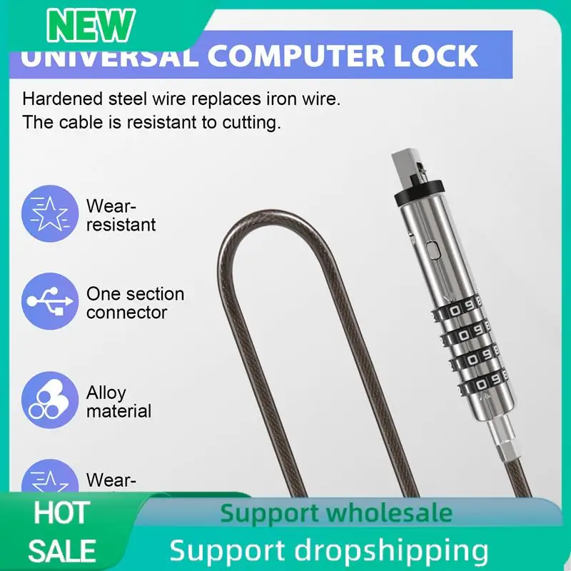 Solid 4 Digital Universal Lock USB Laptop Security Cable Lock For Computer