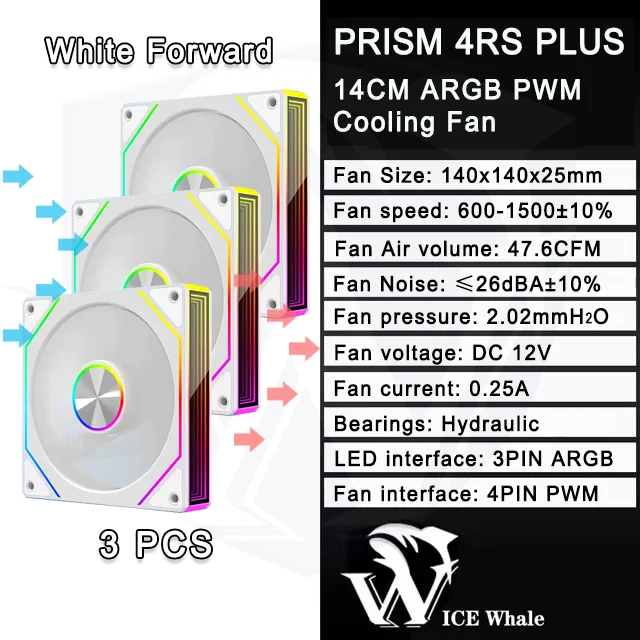 ICE Whale Prism 4RS Plus ARGB PC Case Fan 14cm Infinity Mirror Design Motherboard Light Sync 4PIN PWM CPU Cooler Fan Ventilador image 3