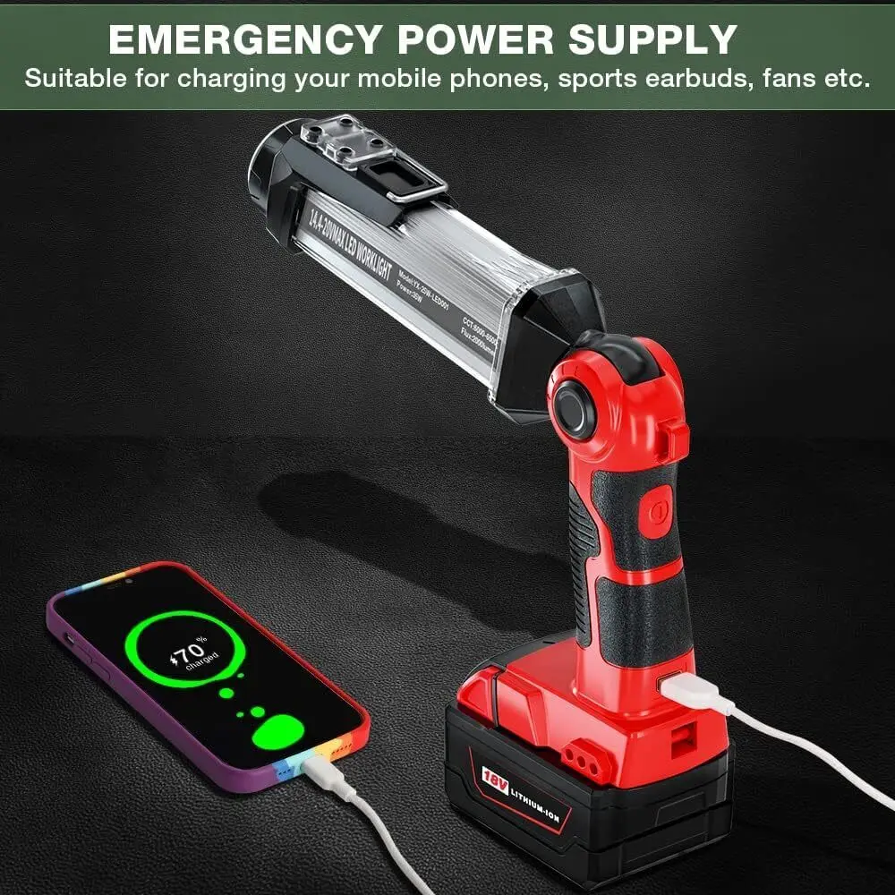 Imagem -05 - Led Work Light para Milwaukee Holofotes Portáteis Lâmpada de Ferramentas Lanternas Portáteis para Acampar Bateria Li-ion 18v 35w 2000lm