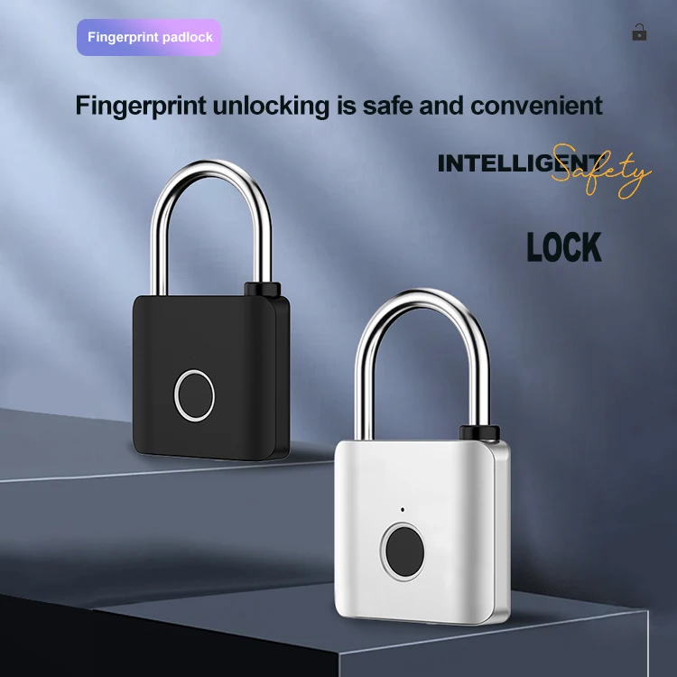 Fingerprint padlock, smart padlock, locker lock, biometric metal keyless fingerprint lock with USB charging port, waterproof, su