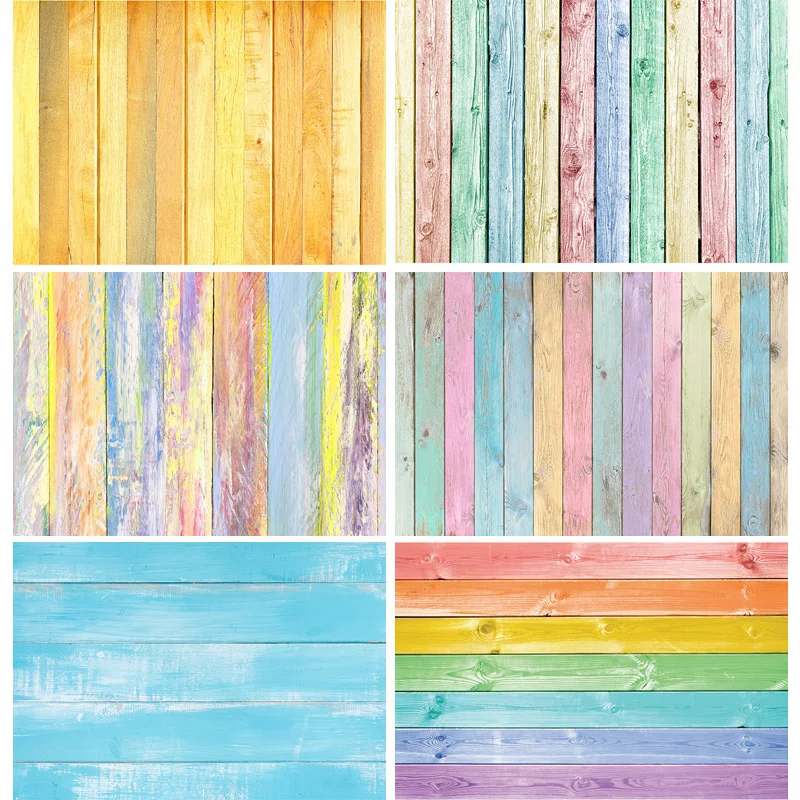 Vinyl Colorful Wooden Texture Background Wood Planks Grain Photography Backdrops Photo Studio Props YXX-11