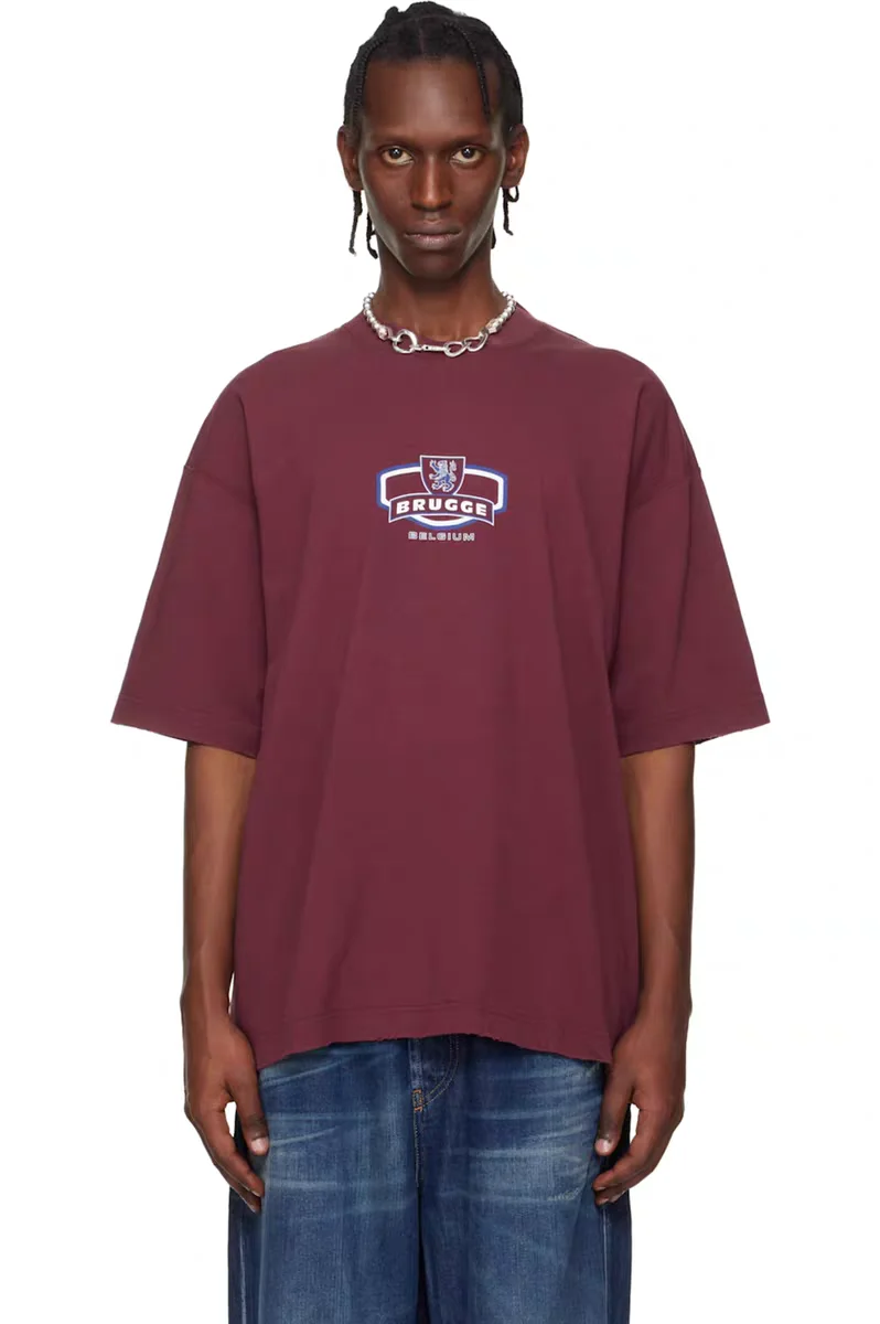 Parisian Style Unisex Short Sleeve T-Shirt Letter Print Logo Loose Fit Cotton Casual Top for Men And Women