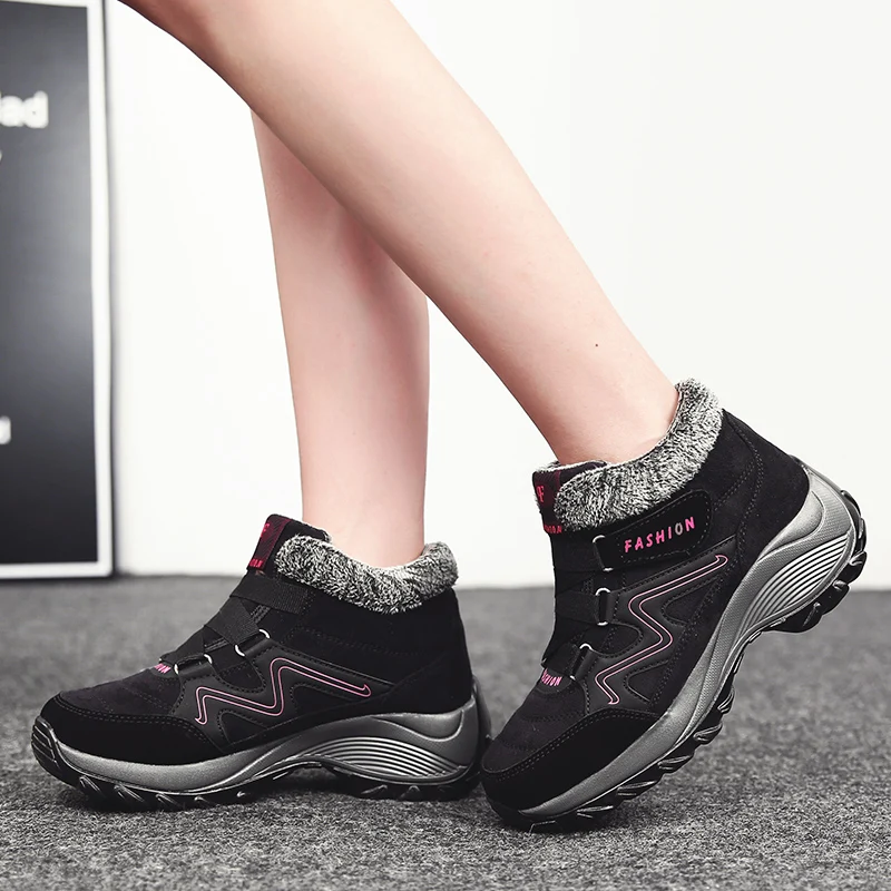 Winter Boot Women Snow Walking Shoes Warmth Boots Casual Outdoor Sports Shoes Plus Velvet Thick Bottom Increasing Height Sneaker