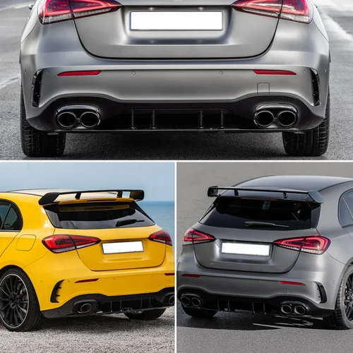 Imagen 2 del producto Para Mercedes Benz Clase A W177 A180 A200 A220 AMG línea Hatchback 2018-2023 divisor de parachoques trasero entrada de aire difusor Canards