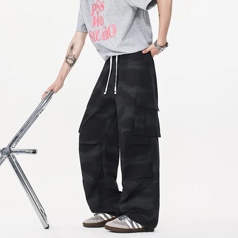 남성용 힙합 조거 포켓, 하렘 캐주얼 바지, 발목 길이 리본 블랙 바지, 스트리트 웨어 바지, ABZ696, 2024 신제품