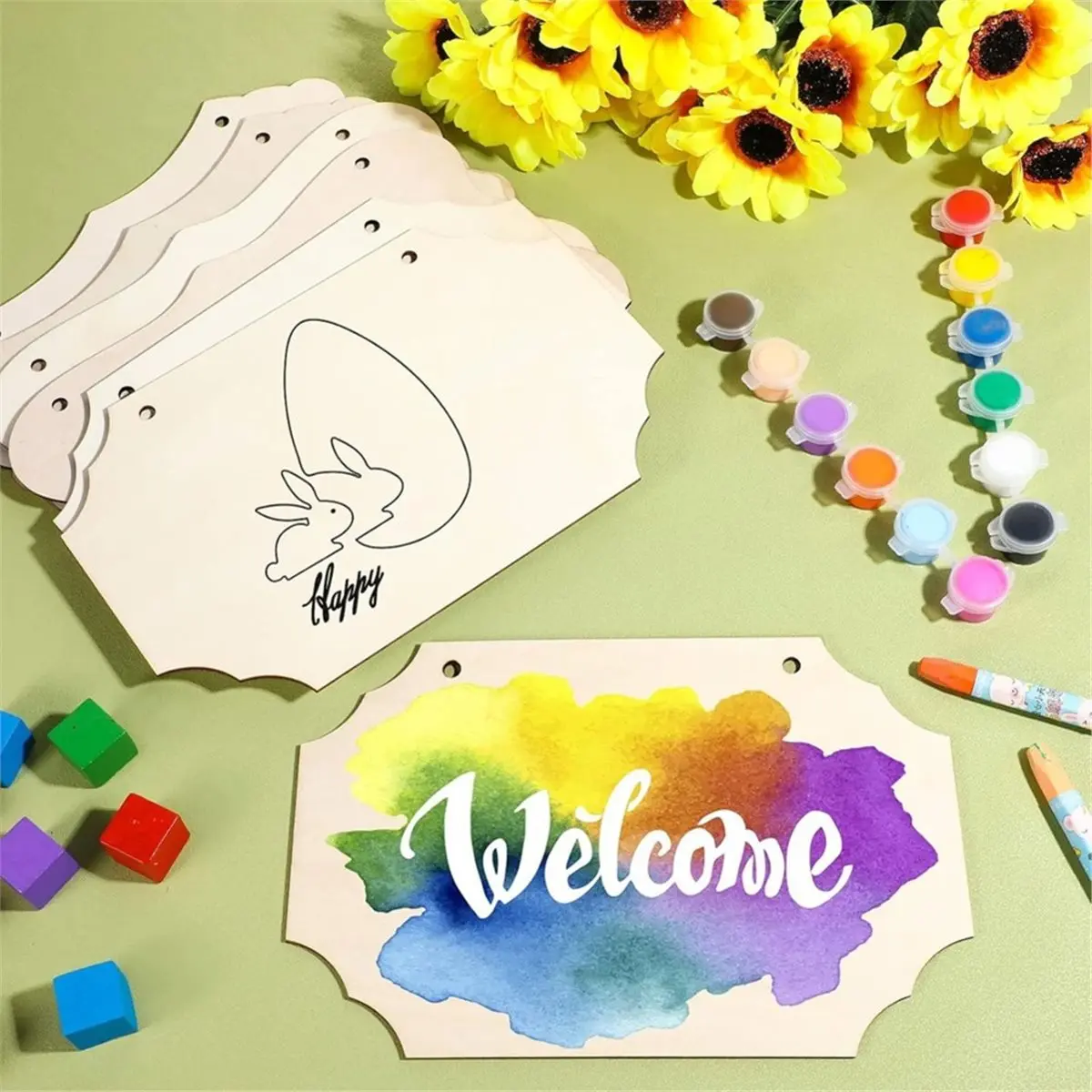 2026 New 30 Pcs Unfinished Wood Sign Blank for Crafts Plaque Hanging Rectangle Slices Banners Ornament for DIY Painting Writing