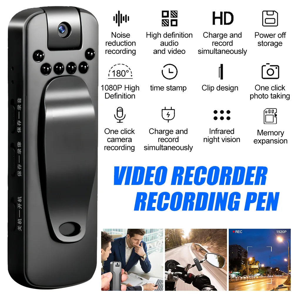 Mini kamera HD 1080P przenośna kamera pióro do nagrywania policja noszona na ciele kamera noktowizor na podczerwień cyfrowy rejestrator wideo DVR