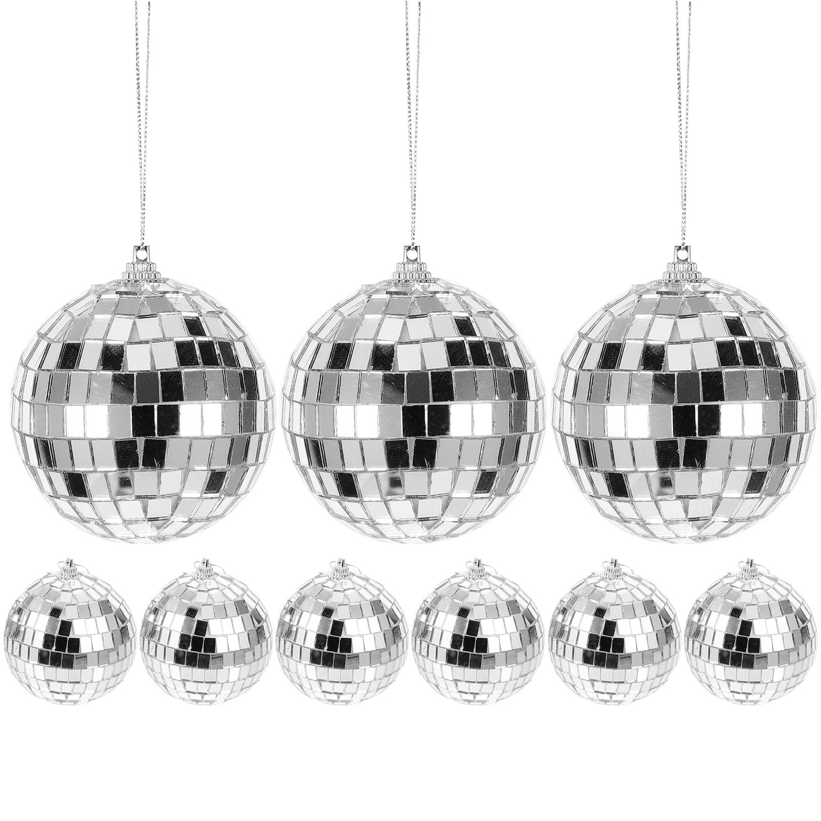 

9pcs Hanging Disco Mirror Ball Decorative Party Ball For Wedding Birthday Christmas Decoration Light Effect Ornament