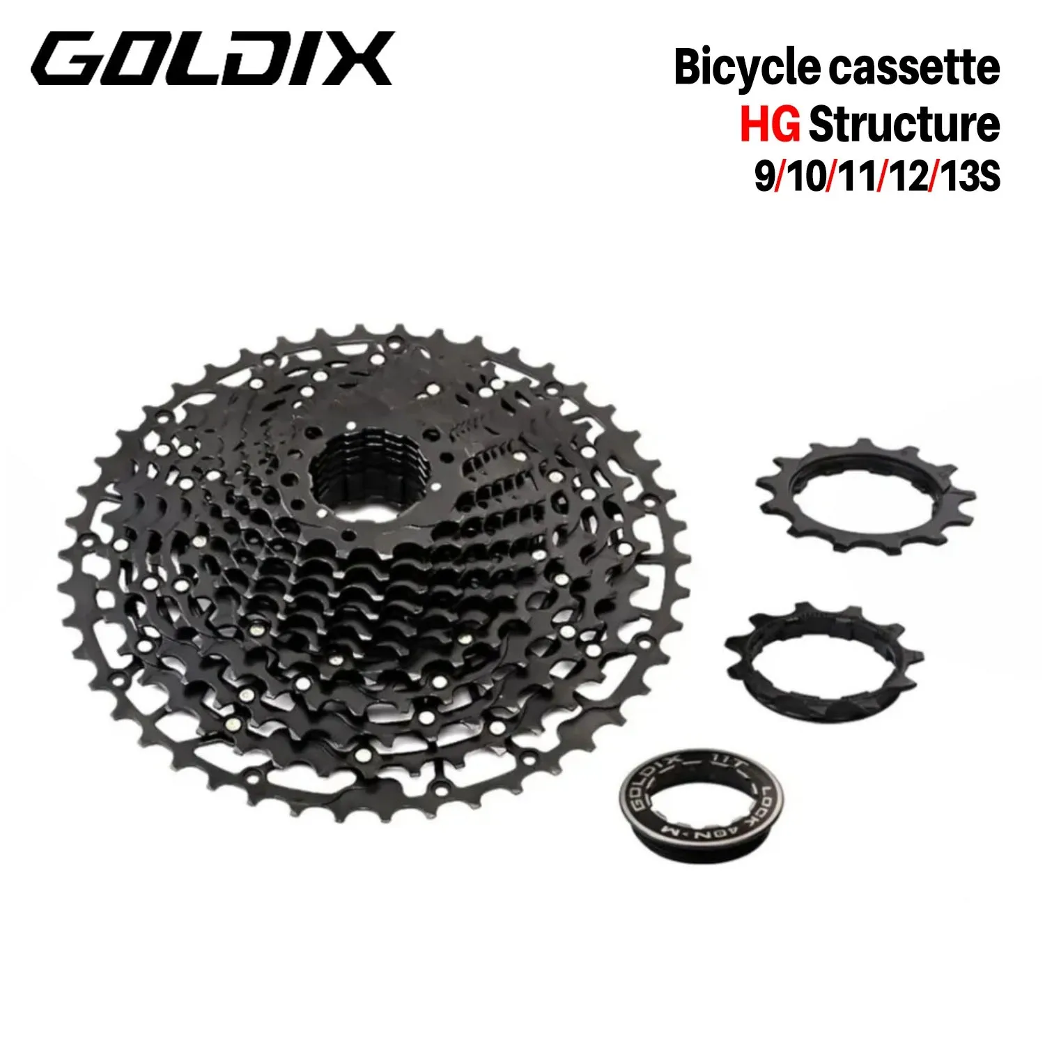 

GOLDIX Ultralight Bicycle Cassette Freewheel – 9-13 Speed HG Structure Carbon Steel Sprocket for Mountain Bikes