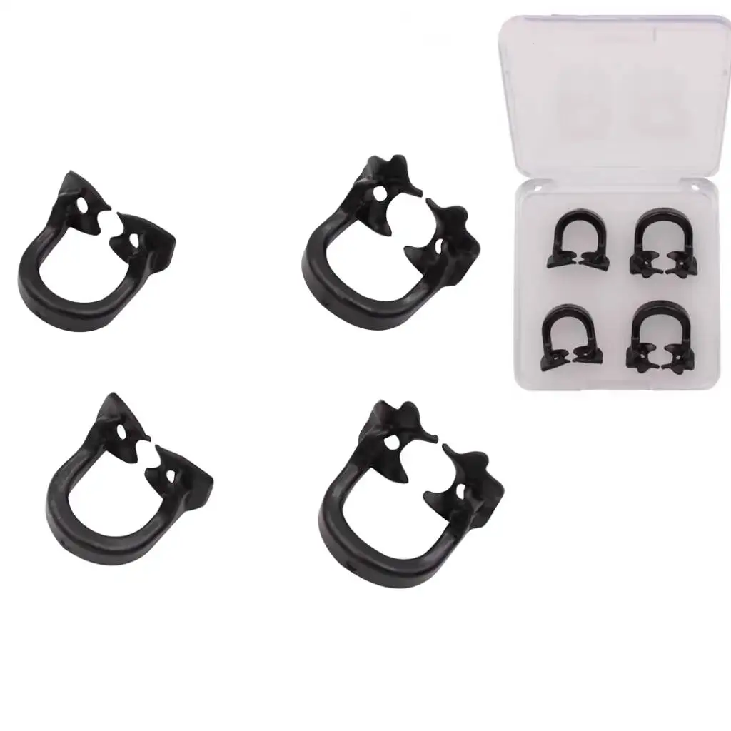 4Pcs/Box Dental Dam Rubber Clamp Black Molar/Premolar Dam Rubber Barrier Clip For Dental Lab Dentistry Material New