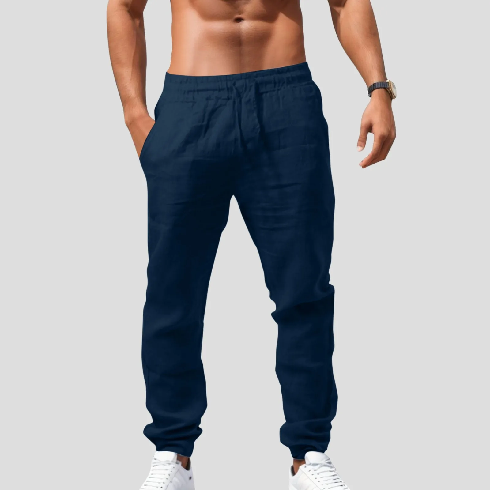 FjCasual Proximity Wstring 03/Pants-Pantalon d'entraînement en lin solide respirant pour hommes, Sportif, Nouveau, Été