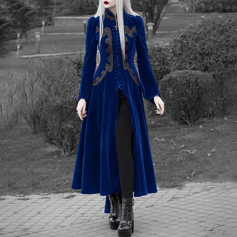 2025 Nieuwe Vintage Vrouwen Lange Mouw Fluwelen Slipjas Jas Gothic Jurk Herfst Vampier Geul Bovenkleding Middeleeuwse Cosplay Kostuum