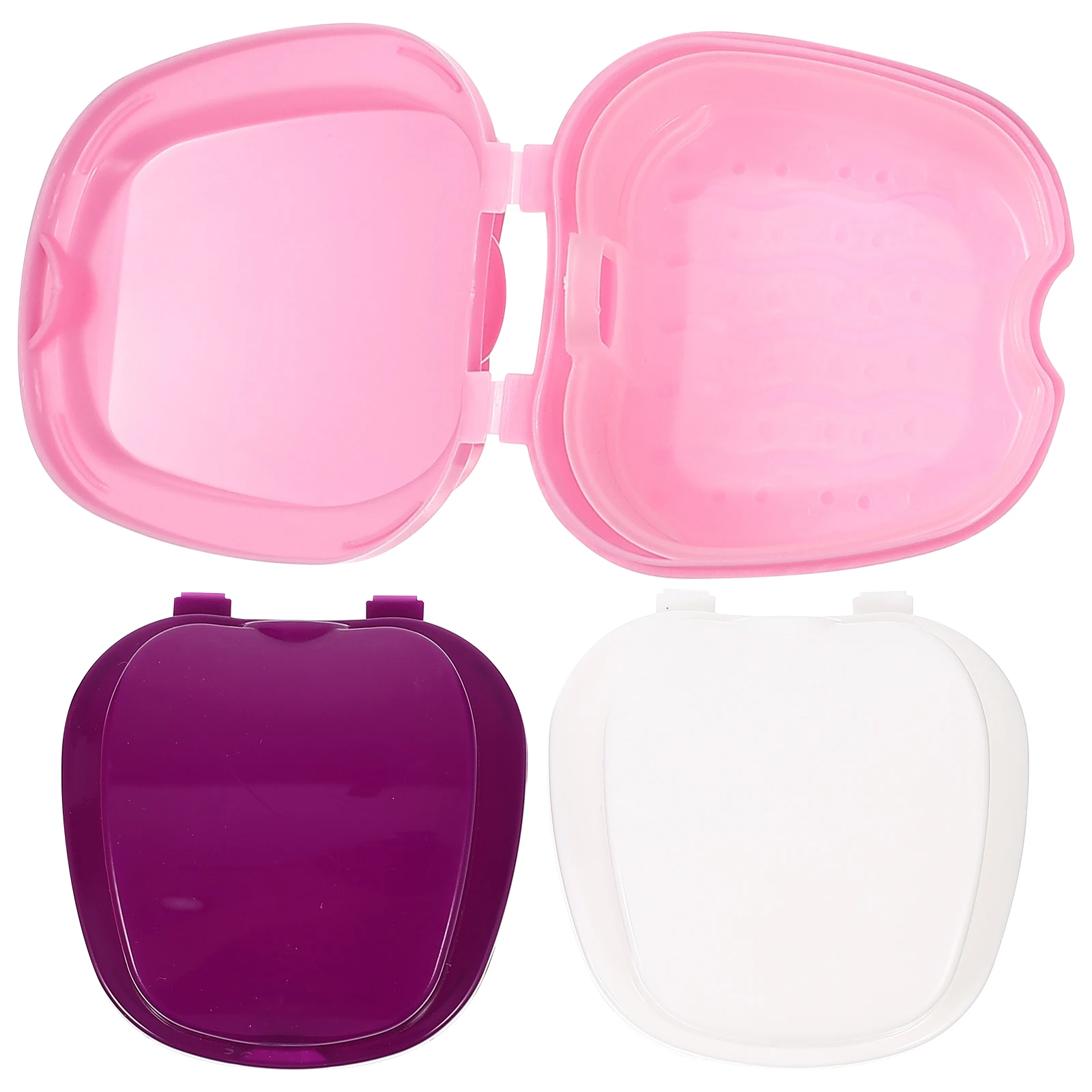 

3Pcs Portable Denture Storage Case False Teeth Holder with Draining Shelf Orthodontic Container for Indoor Outdoor Use Retainer