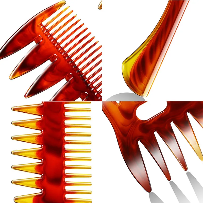 3-In-1 Plastic Hair Brush Thin Wide Tooth Detangling Anti-static Comb Curly Hairdressing Tool for Men Women Cepillo Para Cabello