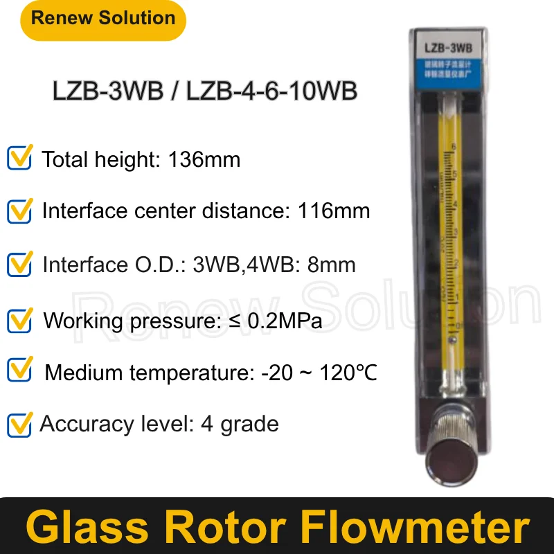 Glass Rotor Flow Meter Lzb-3wb Lzb-4wb Lzb-6wb Lzb-10wb Regulating Valve Glass Float Flowmeter