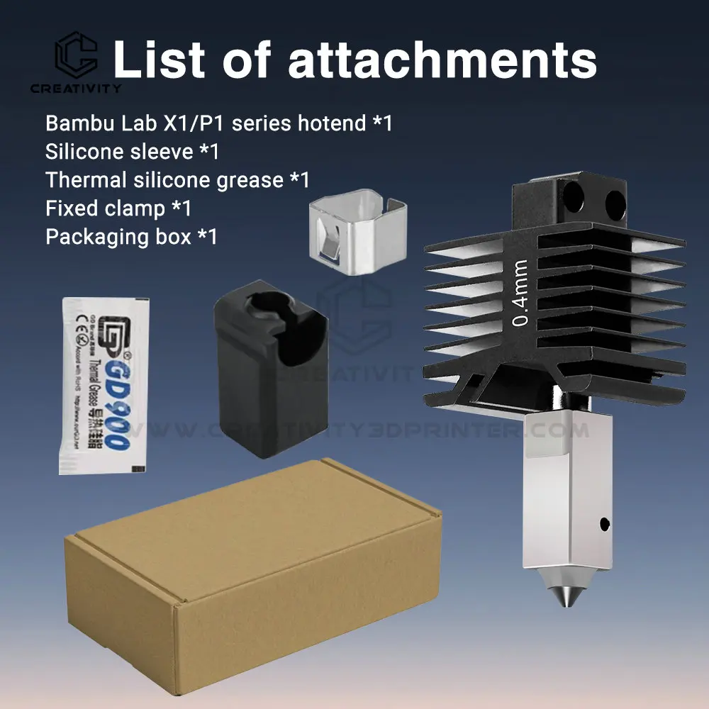 مجموعة فوهة Hotend من الفولاذ المقسى 0.4/0.6/0.8 مم من Bambu Lab لـ X1/X1C/P1P/P1S تتضمن كتلة سخان الثرمستور لمروحة التبريد #5