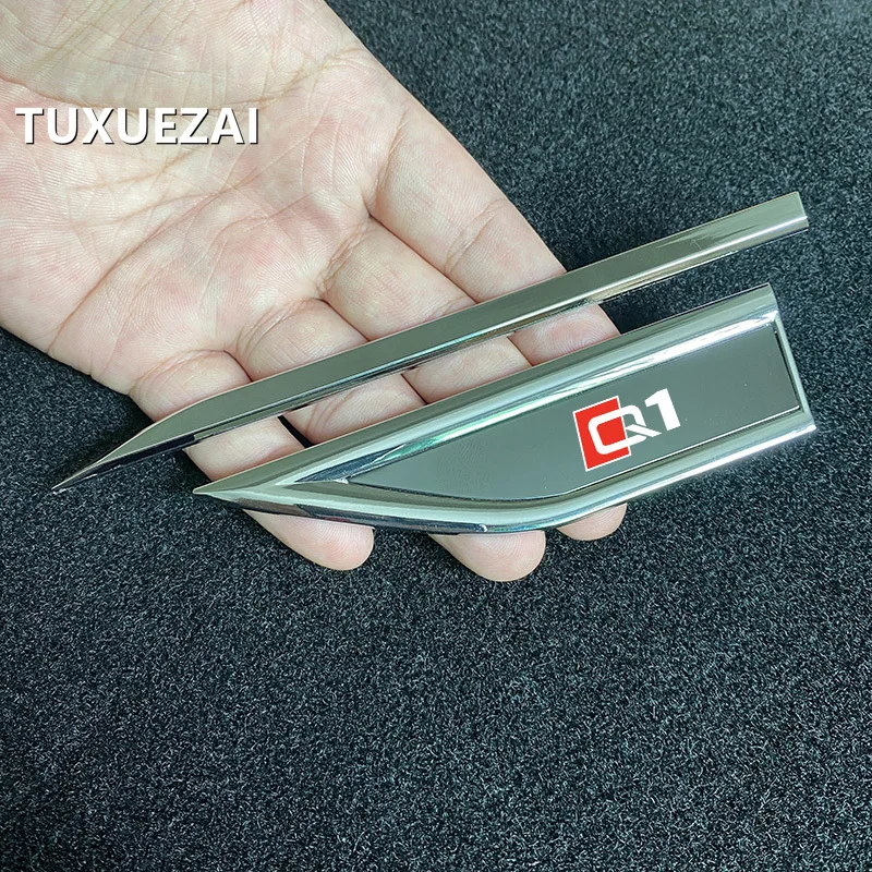 TUXUEZAI Car Styling Side Wing Fender Metal Trim Emblem for Audi Q1 Car Body Waist Line Sticker Decals Accessories 1 Pair