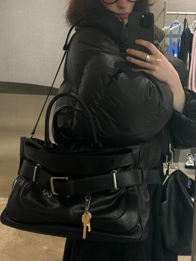 

Современная нейтральная большая сумка-тоут Capaci с Lo Bule, сумка на одно плечо, милая сумка-тоут в стиле ретро с крутым поясом