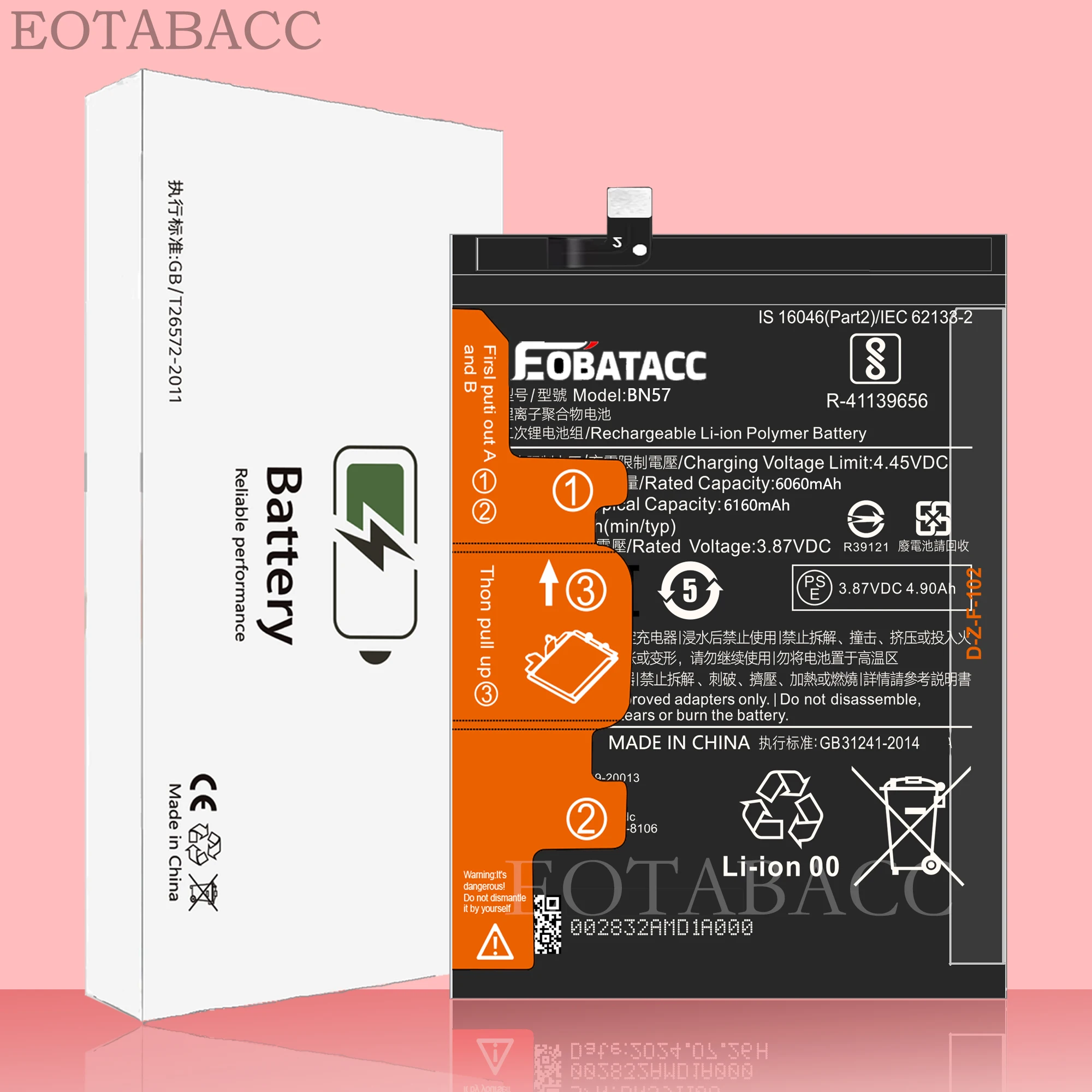 EOTABACC 100% Original Xiao mi BN57 6160mAh Phone Battery For Xiaomi Poco phone X3 Poco X3 Pro Replacement Batteries