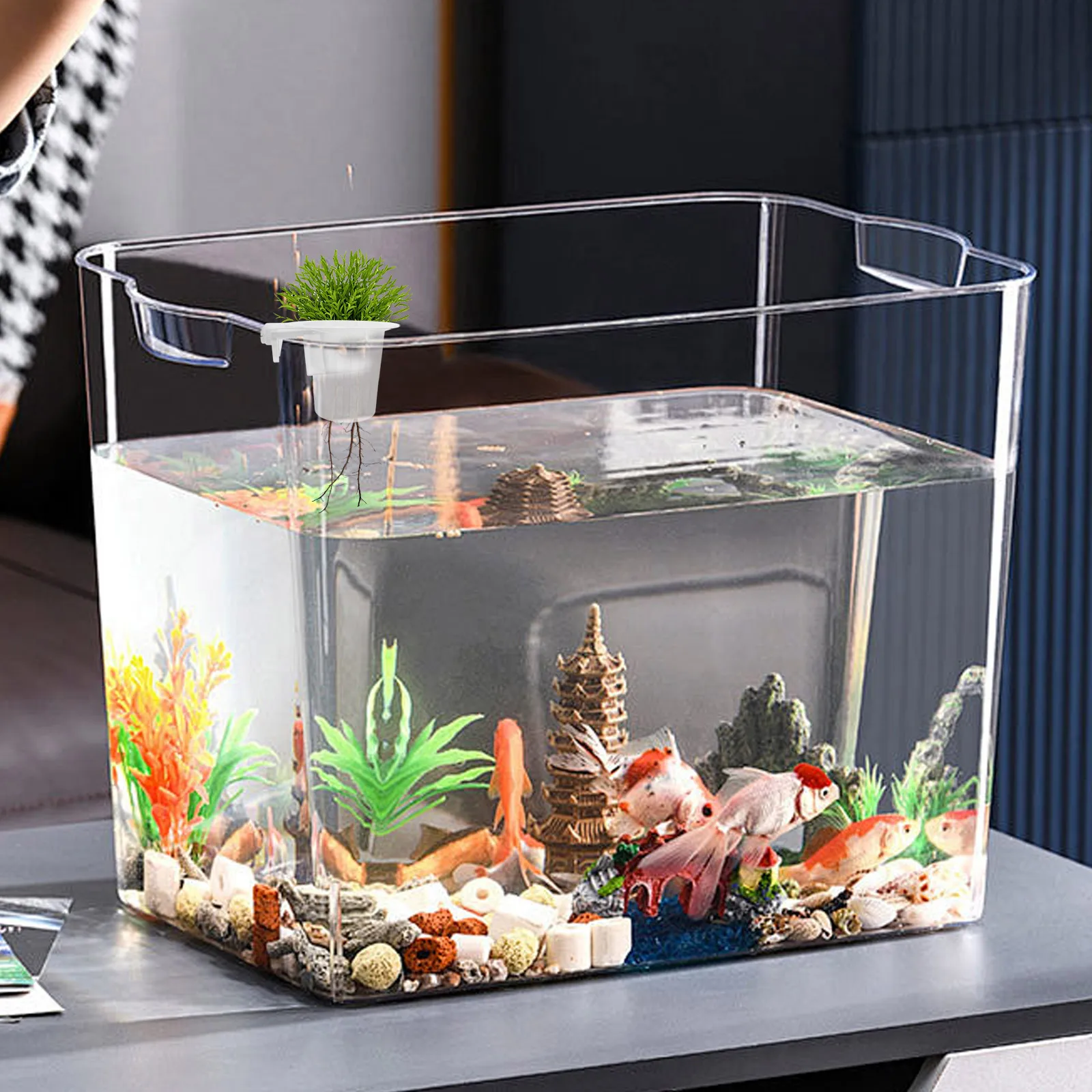 

2PCS Hydroponic Plant Holder Aquatic Pot Fish Tank Decorations Aquarium Flowerpot Durable Easy Clean Multiple Plants Space