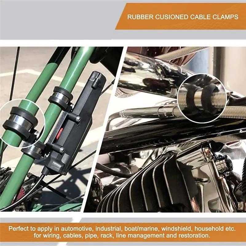 [A93Z!】 Cable Clamp Assortment Kit Stainless Steel Rubber Coated Cushioned Insulated Cable Clamp