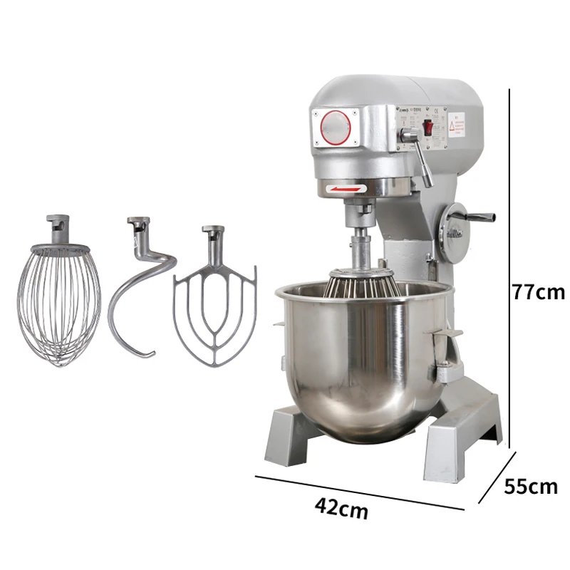 

Commercial Food Mixer 20L 1100W 220V 3 Speeds Adjustable, with Stainless Steel Bowl Dough Hooks Whisk Beater