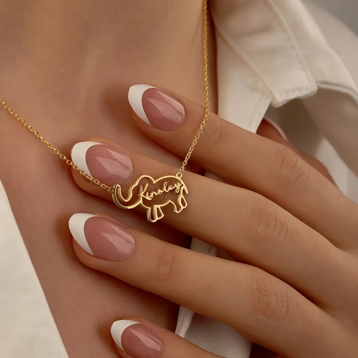 

Ожерелье с именем слона на заказ для женщин, золотого цвета, подвеска из нержавеющей стали с геометрическими буквами, ожерелье с животными, ювелирные изделия, подарок