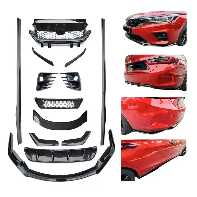 

For Honda City RS Model 2020-2024 Body Kit with Front Bumper Car Side Skirt Lip Spoiler Extension Sp