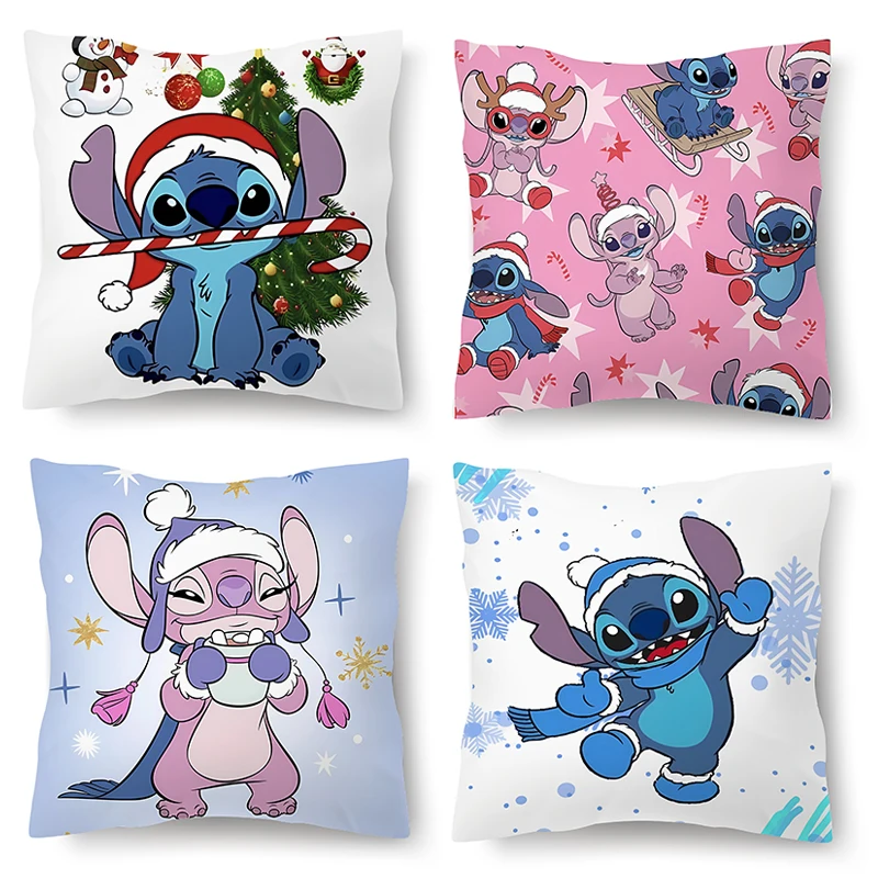 

Stitch Disney Pillowcase Anime Print Christmas Pillow Cover Bedroom Living Room Sofa Xmas Decoration Cushion Cover Birthday Gift