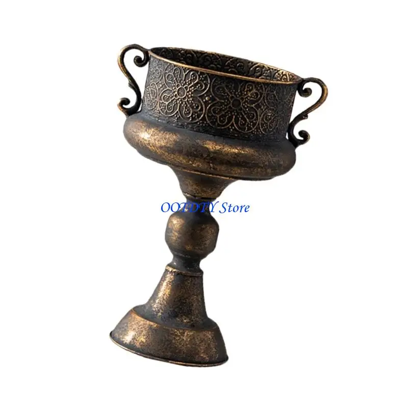 

367A Embossed Iron Planter Pot For Front Entry Backyard Or Interior Displaying Flowers Greens Artificial Elegant Living Space