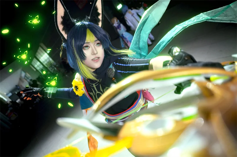 GENSHIIN IMPACT Tighnari Cosplay Arco Prop Accessorio Anime Percorso del cacciatore Arco da costruzione 110 cm Prop Regalo di Halloween