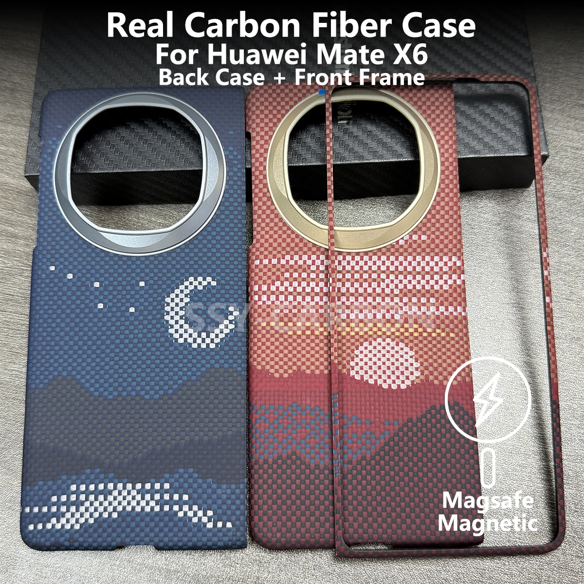 

Real Carbon Fiber Case for Huawei Mate X6 Aramid Kevlar Magsafe Magnetic Phone Case Ultra-thin Shockproof Cover Armor Durable
