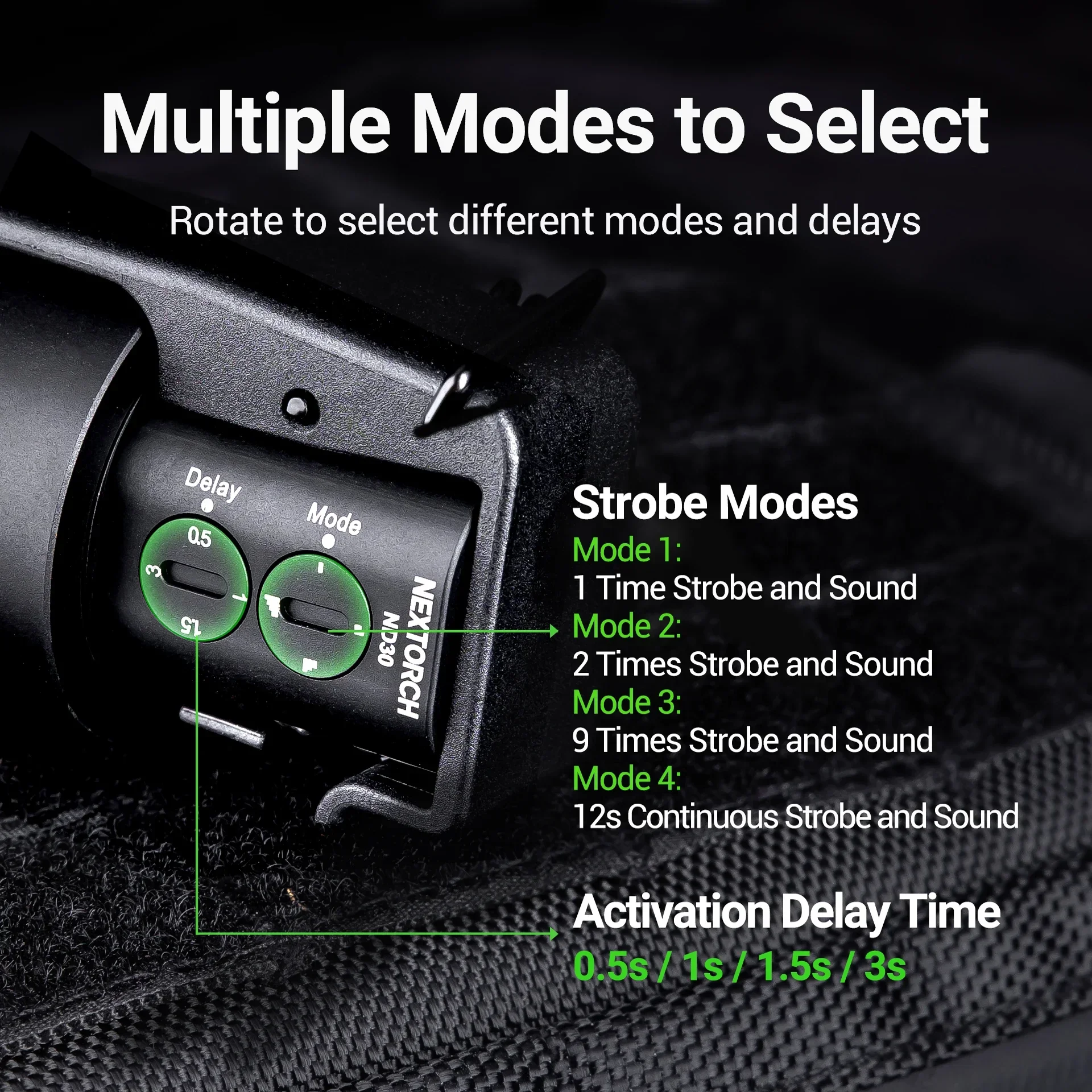 Nextorch estroboscópico de 11000 lúmens nd30, 2 metros, resistente ao impacto, 130 decibéis, vários modos, serviço de distração tática
